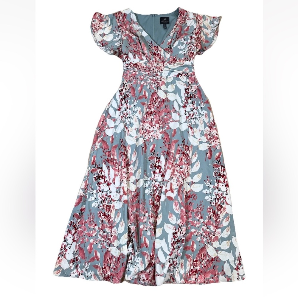 Adrianna Papel Floral Maxi Dress Flutter Sleeve And Ties In Back V Neck 8